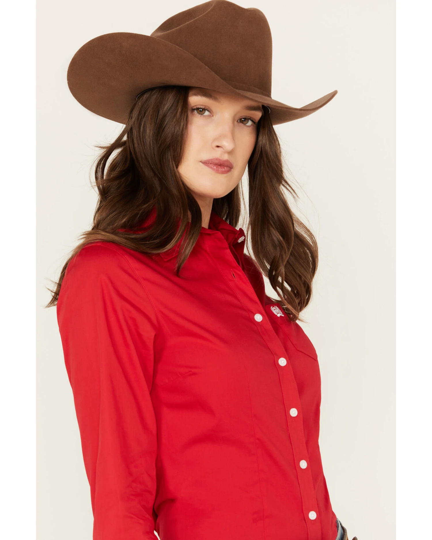 Cinch Women's Solid Red Button-Down Western Shirt 4 Cinch Women's Solid Red Button-Down Western Shirt - Image 4