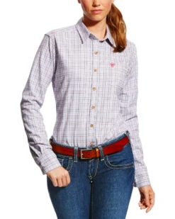 Ariat Women's FR Marion Plaid Print Long Sleeve Button Down Work Shirt -Ariat || Wrangler || FREE PEOPLE Sales Store 2000222974 500 P1