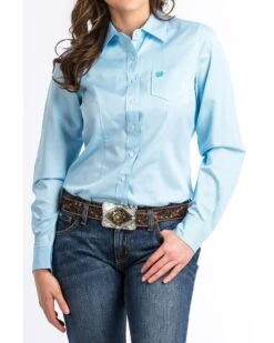 Cinch Women's Light Blue Stripe Long Sleeve Button Down Western Core Shirt -Ariat || Wrangler || FREE PEOPLE Sales Store 2000240117 450 P1