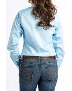 Cinch Women's Light Blue Stripe Long Sleeve Button Down Western Core Shirt