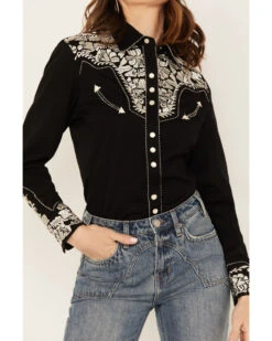 Scully Women's Silver Western Embroidered Shirt -Ariat || Wrangler || FREE PEOPLE Sales Store 2000243972 040 P3