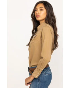 Wrangler Women's Solid Long Sleeve Snap Western Shirt -Ariat || Wrangler || FREE PEOPLE Sales Store 2000266025 280 P4