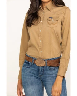Wrangler Women's Solid Long Sleeve Snap Western Shirt -Ariat || Wrangler || FREE PEOPLE Sales Store 2000266025 280 P5