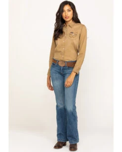 Wrangler Women's Solid Long Sleeve Snap Western Shirt -Ariat || Wrangler || FREE PEOPLE Sales Store 2000266025 280 P7
