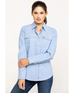 Ariat || Wrangler || FREE PEOPLE Sales Store 33 Ariat Women's FR Solid DuraStretch Long Sleeve Snap Work Shirt