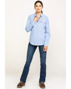 Ariat Women's FR Solid DuraStretch Long Sleeve Snap Work Shirt -Ariat || Wrangler || FREE PEOPLE Sales Store 2000281174 400 P6