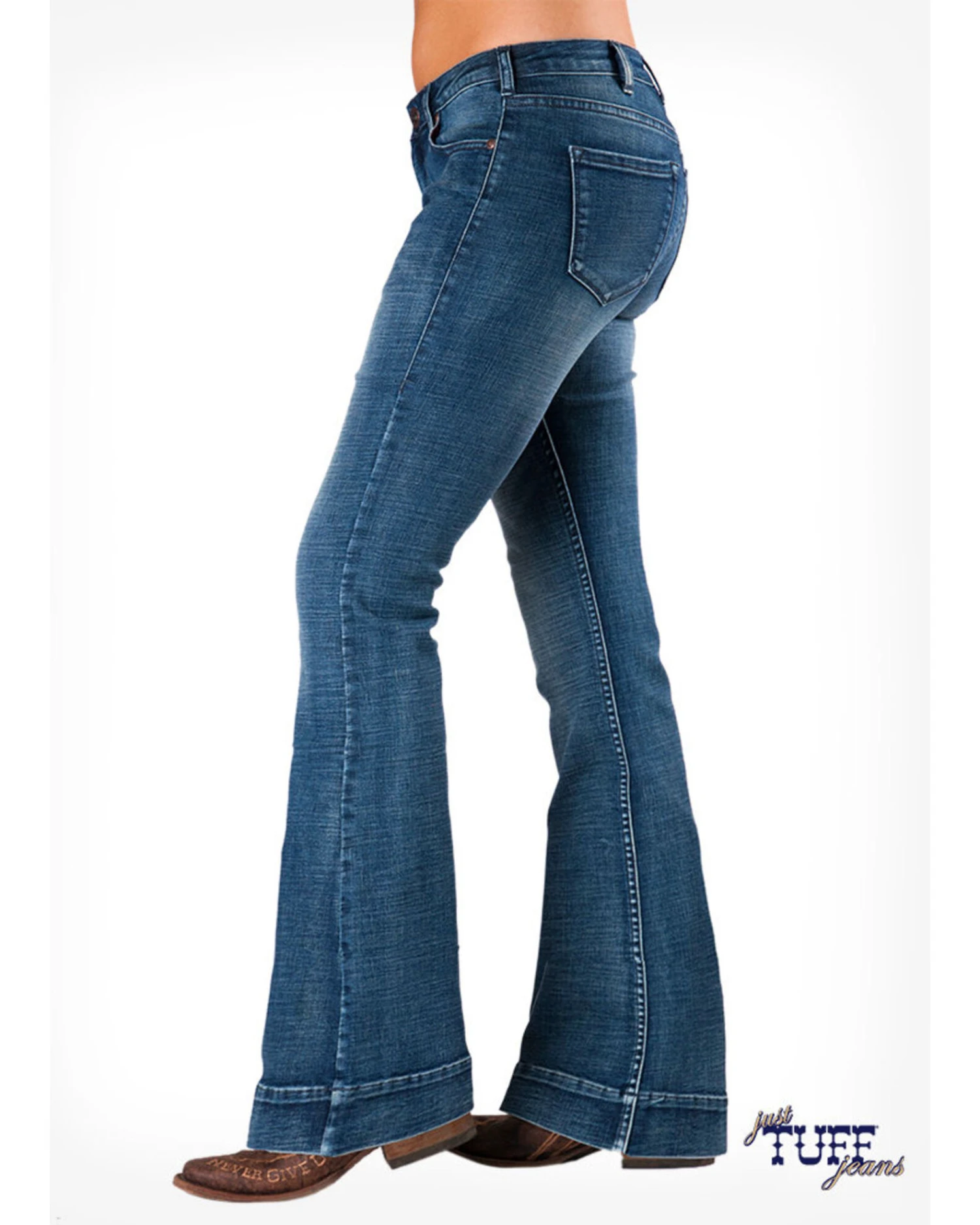 Cowgirl Tuff Women's Medium Wash Natural Waist Trousers 2 Cowgirl Tuff Women's Medium Wash Natural Waist Trousers - Image 2