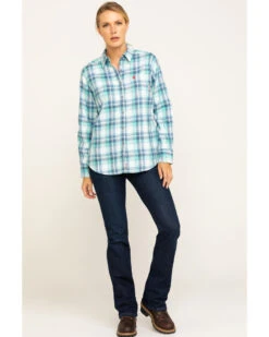 Ariat Women's FR Gisela Plaid Print Long Sleeve Work Shirt -Ariat || Wrangler || FREE PEOPLE Sales Store 2000283796 400 P6