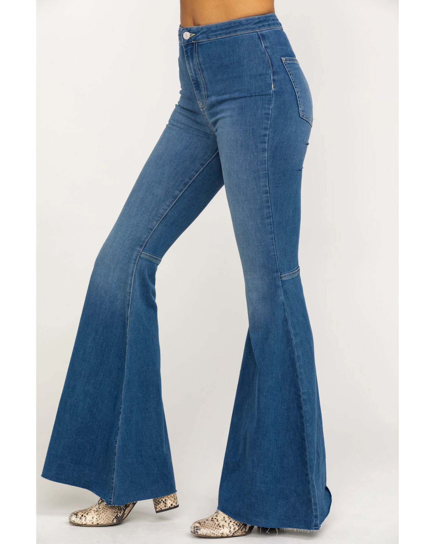 Free People Women's Dark Wash High Rise Just Float On Flare Jeans 4 Free People Women's Dark Wash High Rise Just Float On Flare Jeans - Image 4