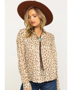 Stetson Women's Brown Leopard Print Button Down Top -Ariat || Wrangler || FREE PEOPLE Sales Store 2000286934 200 P1