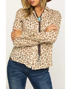 Stetson Women's Brown Leopard Print Button Down Top -Ariat || Wrangler || FREE PEOPLE Sales Store 2000286934 200 P4