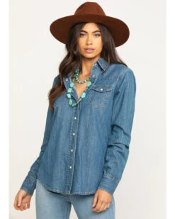 Stetson Women's Denim Desert Embroidered Long Sleeve Snap Western Shirt -Ariat || Wrangler || FREE PEOPLE Sales Store 2000295427 400 P1