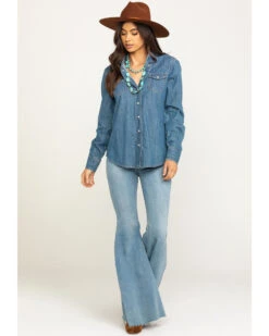 Stetson Women's Denim Desert Embroidered Long Sleeve Snap Western Shirt -Ariat || Wrangler || FREE PEOPLE Sales Store 2000295427 400 P6