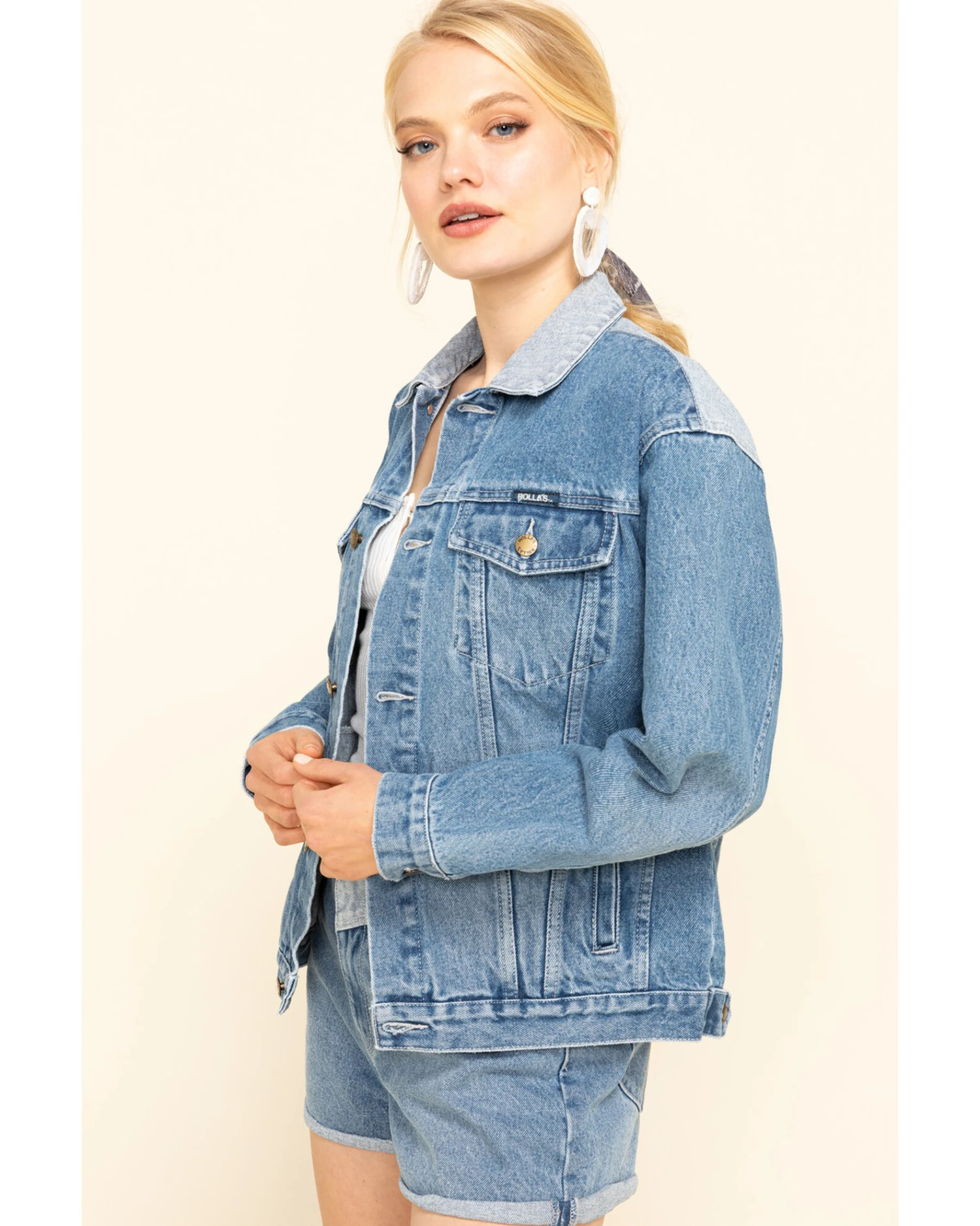 Rolla's Women's Medium Contrast Back Yoke Denim Jacket 1 Rolla's Women's Medium Contrast Back Yoke Denim Jacket