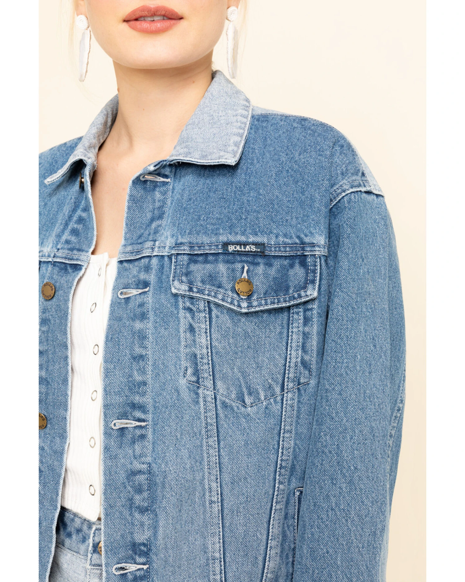 Rolla's Women's Medium Contrast Back Yoke Denim Jacket 2 Rolla's Women's Medium Contrast Back Yoke Denim Jacket - Image 2