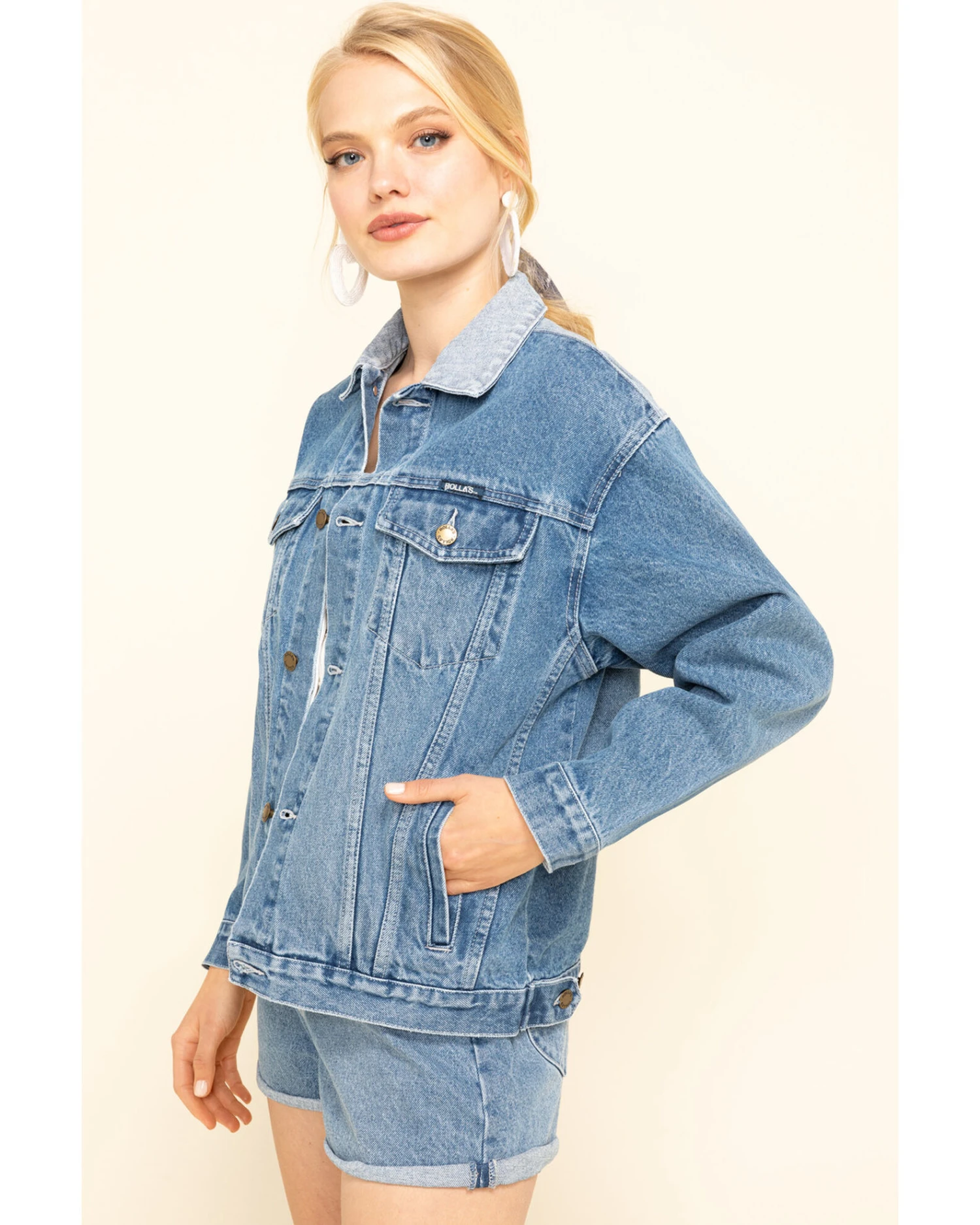 Rolla's Women's Medium Contrast Back Yoke Denim Jacket 4 Rolla's Women's Medium Contrast Back Yoke Denim Jacket - Image 4