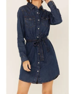 Wrangler Women's Dark Denim Washed Long Sleeve Western Shirt Dress -Ariat || Wrangler || FREE PEOPLE Sales Store 2000334318 402 P2