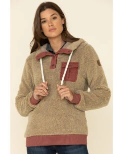 Wanakome Women's Fay Snap Neck Sherpa Hooded Pullover -Ariat || Wrangler || FREE PEOPLE Sales Store 2000336329 280 P1