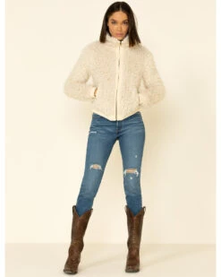 Angie Women's Cream Zip-Front Faux Fur Jacket -Ariat || Wrangler || FREE PEOPLE Sales Store 2000336786 110 P2