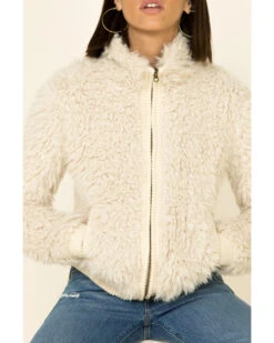 Angie Women's Cream Zip-Front Faux Fur Jacket -Ariat || Wrangler || FREE PEOPLE Sales Store 2000336786 110 P3