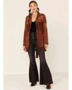 Double D Ranch Women's Viva Maria Fringe Suede Jacket