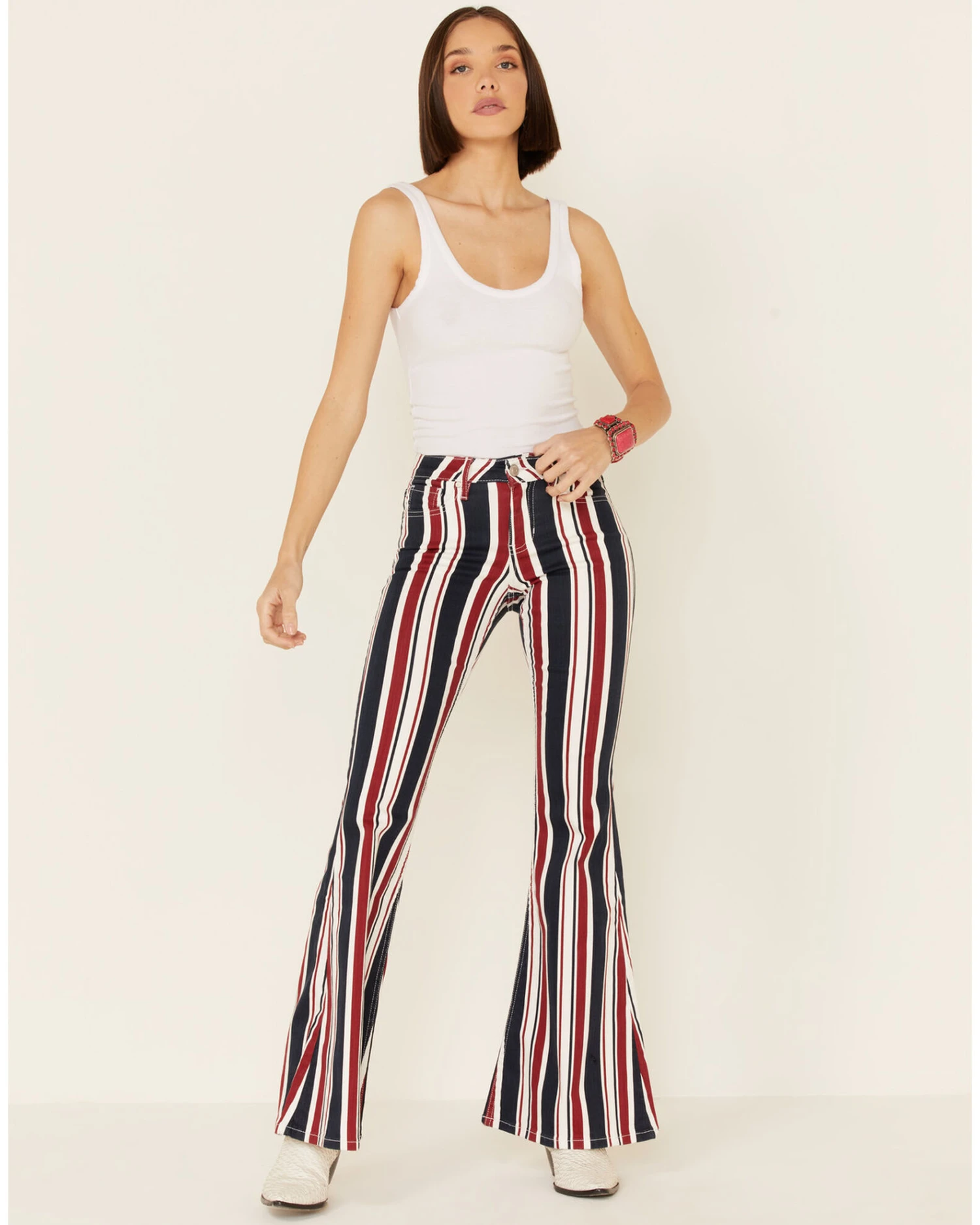 Shyanne Women's American Stripe Flare Leg Jeans 5 Shyanne Women's American Stripe Flare Leg Jeans - Image 5