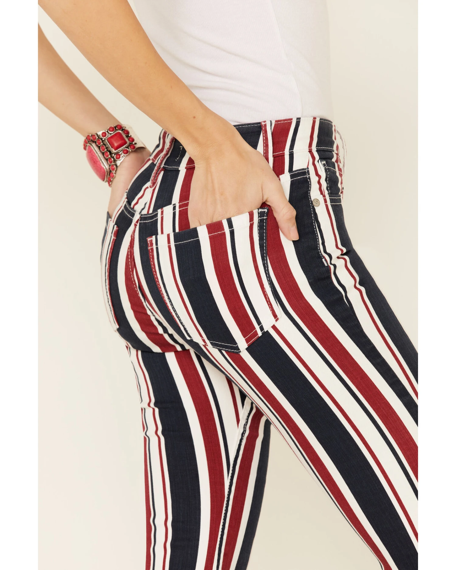 Shyanne Women's American Stripe Flare Leg Jeans 2 Shyanne Women's American Stripe Flare Leg Jeans - Image 2