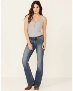 Rock & Roll Denim Women's Medium Wash Bootcut Riding Jeans -Ariat || Wrangler || FREE PEOPLE Sales Store 2000338591 400 P1