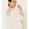 Johnny Was Women's Mateo Embroidered Gauze Long Sleeve Top