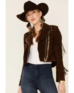 Understated Leather Women's Tan Paris Texas Star Studded Jacket -Ariat || Wrangler || FREE PEOPLE Sales Store 2000339332 280 P3
