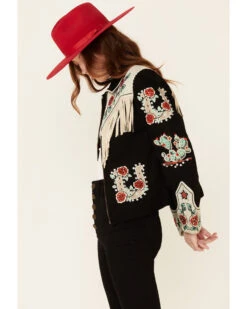 Double D Ranch Women's Cowgirl Queen Zip-Front Suede Jacket -Ariat || Wrangler || FREE PEOPLE Sales Store 2000340289 001 P3