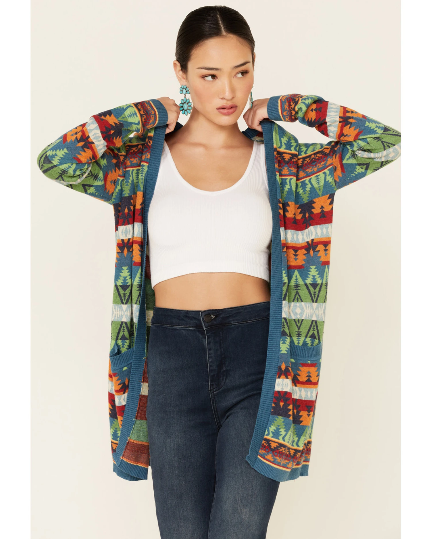 Tasha Polizzi Women's Southwestern Print Cardigan 4 Tasha Polizzi Women's Southwestern Print Cardigan - Image 4