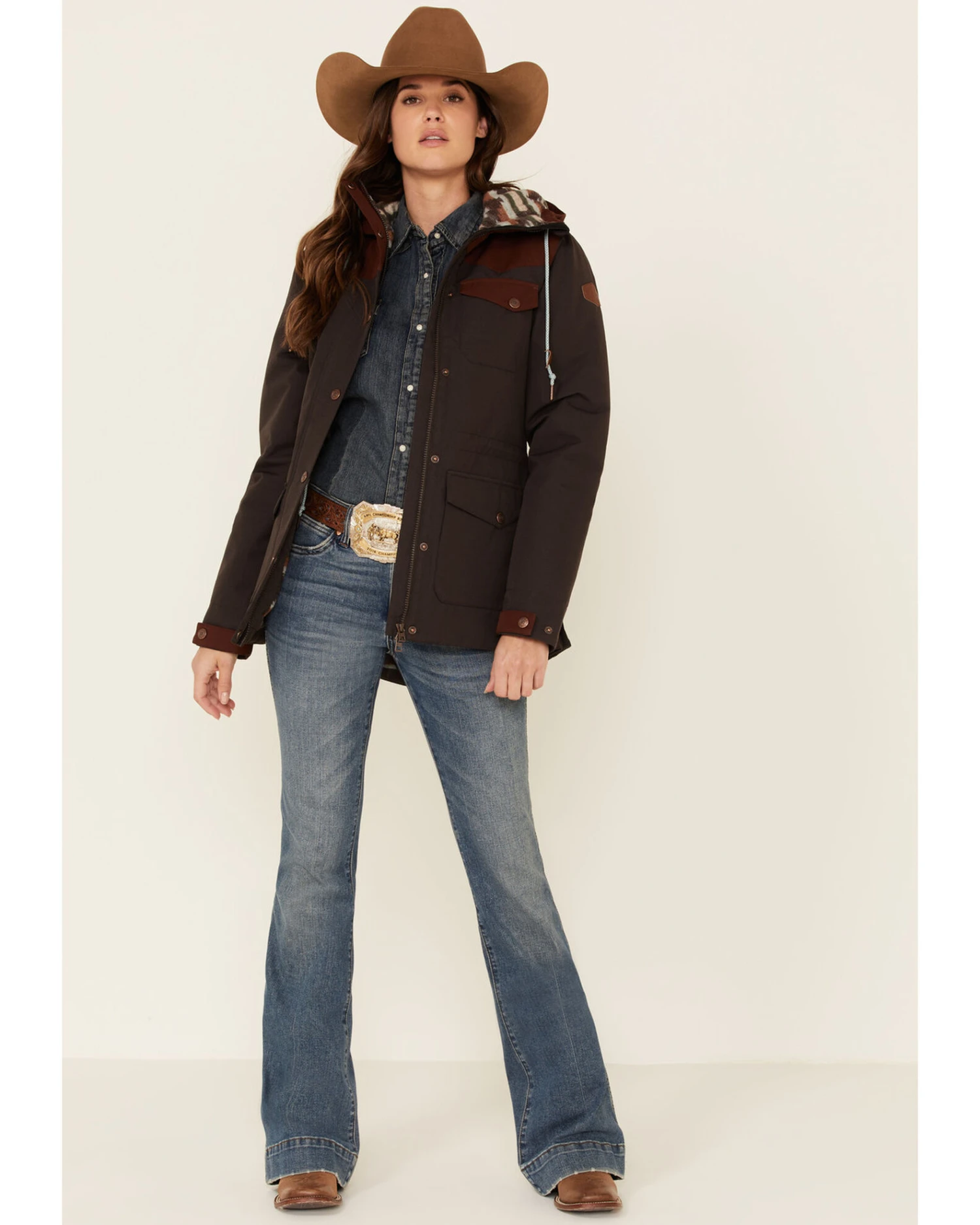 Cinch Women's Color Block Hooded Storm Flap Barn Coat 2 Cinch Women's Color Block Hooded Storm Flap Barn Coat - Image 2