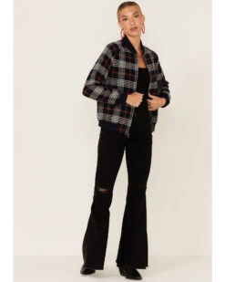 Pendleton Women's Navy & Red Plaid Wool Bomber Jacket -Ariat || Wrangler || FREE PEOPLE Sales Store 2000343369 410 P2