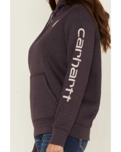 Carhartt Women's Gray Relaxed Midweight Logo Sleeve Graphic Hooded Sweatshirt -Ariat || Wrangler || FREE PEOPLE Sales Store 2000346369 020 P2