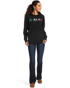 Ariat Women's Black R.E.A.L Mexico Embroidered Logo Pullover Hoodie - Plus -Ariat || Wrangler || FREE PEOPLE Sales Store 2000347975 001 P4