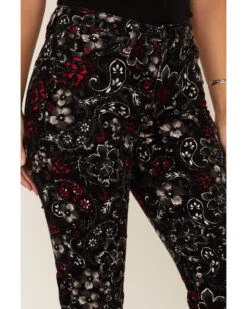 Idyllwind Women's Floral Print High Rise Flare Corduroy Jeans