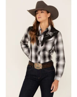 Roper Women's Plaid Print Long Sleeve Pearl Snap Western Shirt -Ariat || Wrangler || FREE PEOPLE Sales Store 2000352242 001 P1