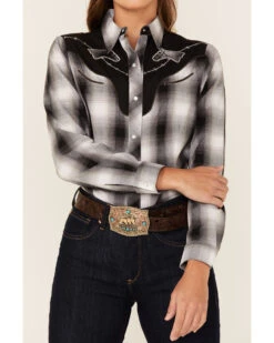 Roper Women's Plaid Print Long Sleeve Pearl Snap Western Shirt -Ariat || Wrangler || FREE PEOPLE Sales Store 2000352242 001 P2