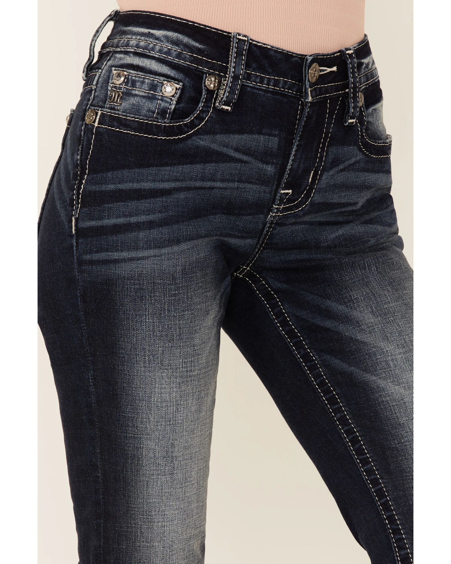 Miss Me Women's Denim Puff "M" Logo Bootcut Denim Jeans 2 Miss Me Women's Denim Puff "M" Logo Bootcut Denim Jeans - Image 2