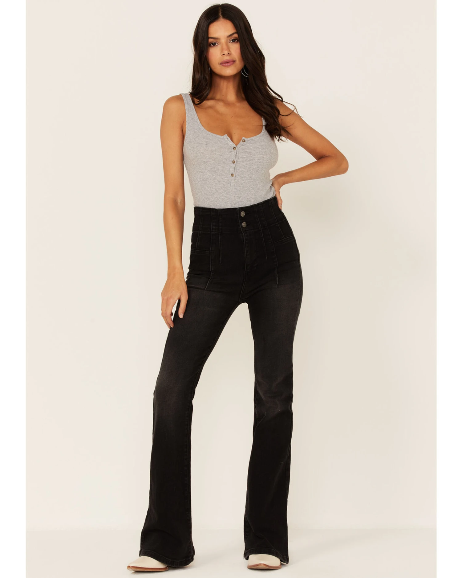 Free People Women's Jayde High Rise Flare Jeans 1 Free People Women's Jayde High Rise Flare Jeans