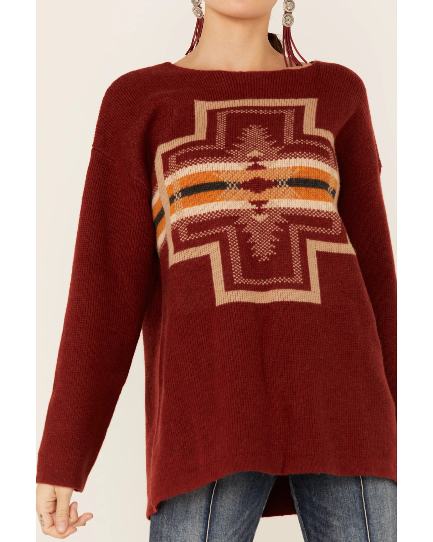 Pendleton Women's Colorful Print Drop-Shoulder Sweater 2 Pendleton Women's Colorful Print Drop-Shoulder Sweater - Image 2