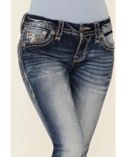 Rock Revival Women's Medium Wash Faded Stitched Border Bootcut Jeans -Ariat || Wrangler || FREE PEOPLE Sales Store 2000355236 400 P2