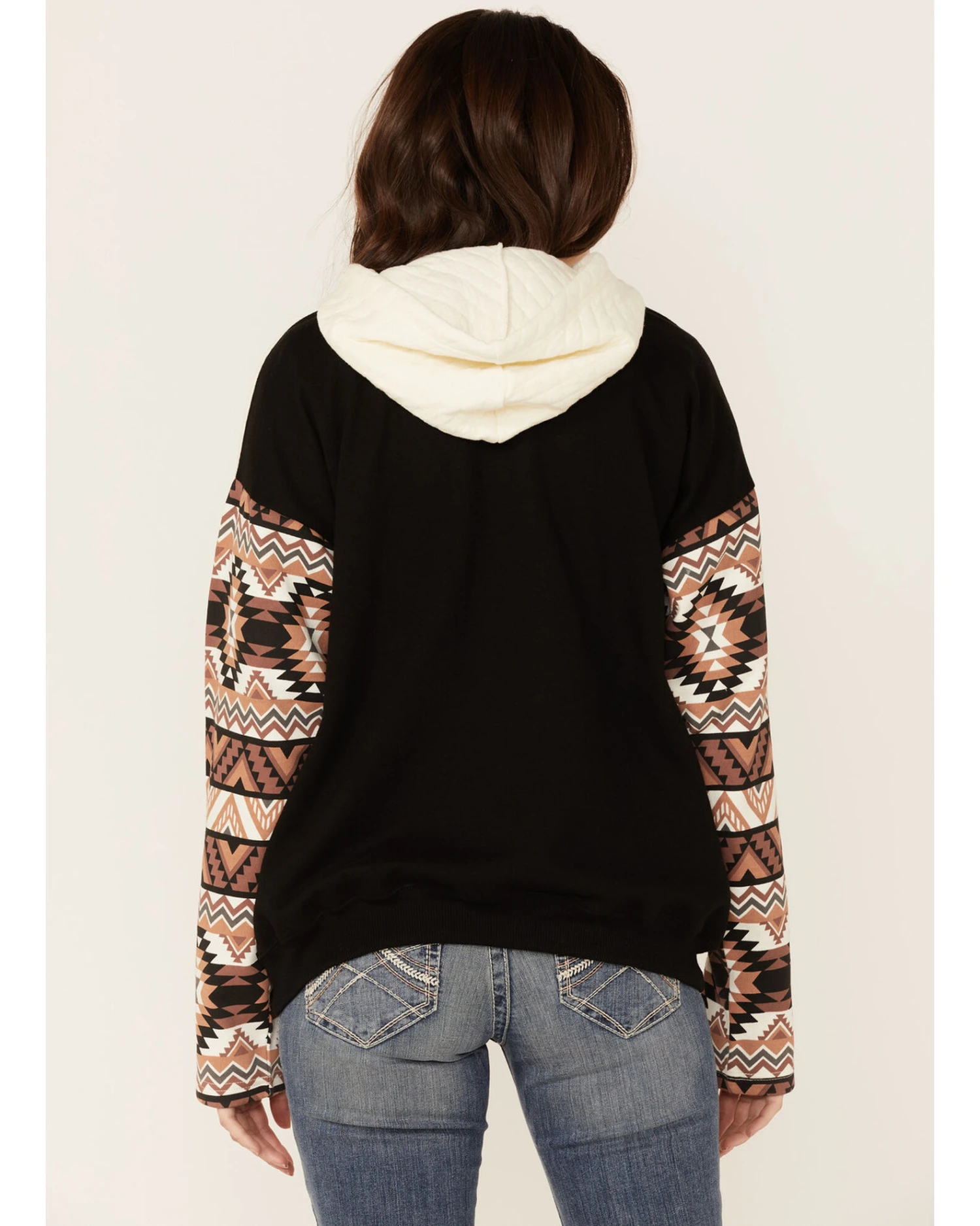 Paramount Network's Yellowstone Women's Mauve Southwestern Sleeve Hoodie Pullover 3 Paramount Network's Yellowstone Women's Mauve Southwestern Sleeve Hoodie Pullover - Image 3