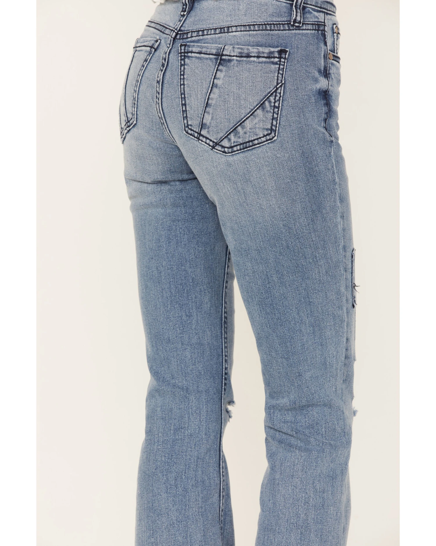 Shyanne Women's Contrast Patches Bootcut Jeans 1 Shyanne Women's Contrast Patches Bootcut Jeans