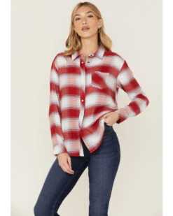 Idyllwind Women's Sycamore Ridge Plaid Print Relaxed Flannel Pearl Snap Shirt -Ariat || Wrangler || FREE PEOPLE Sales Store 2000359160 644 P2
