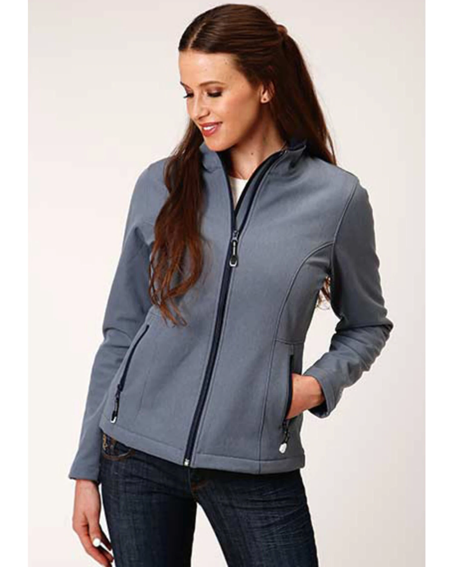 Roper Women's Blue Heathered Softshell Jacket 1 Roper Women's Blue Heathered Softshell Jacket