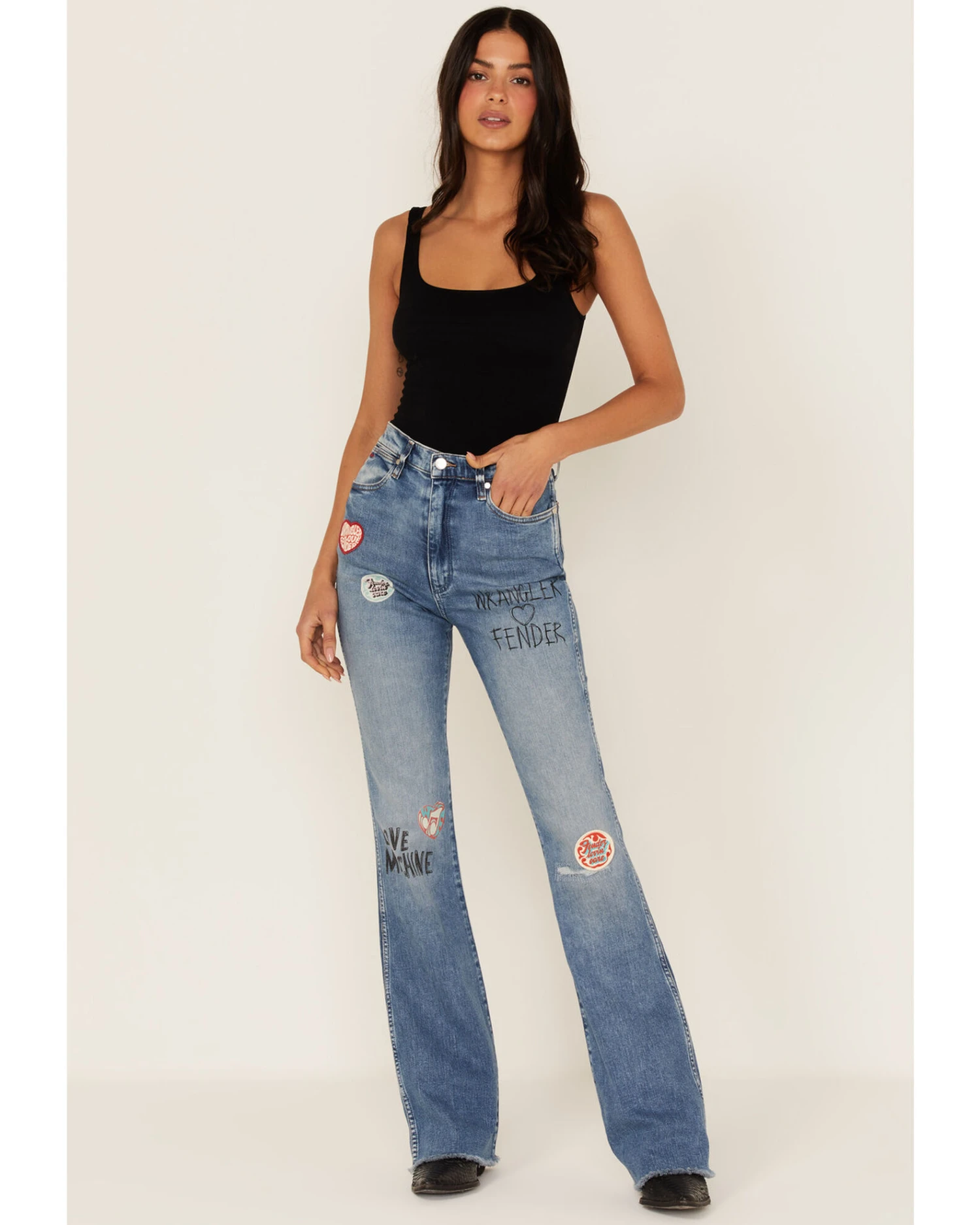Wrangler X Fender Women's West Ward Medium Wash High Rise Bootcut Jeans 2 Wrangler X Fender Women's West Ward Medium Wash High Rise Bootcut Jeans - Image 2
