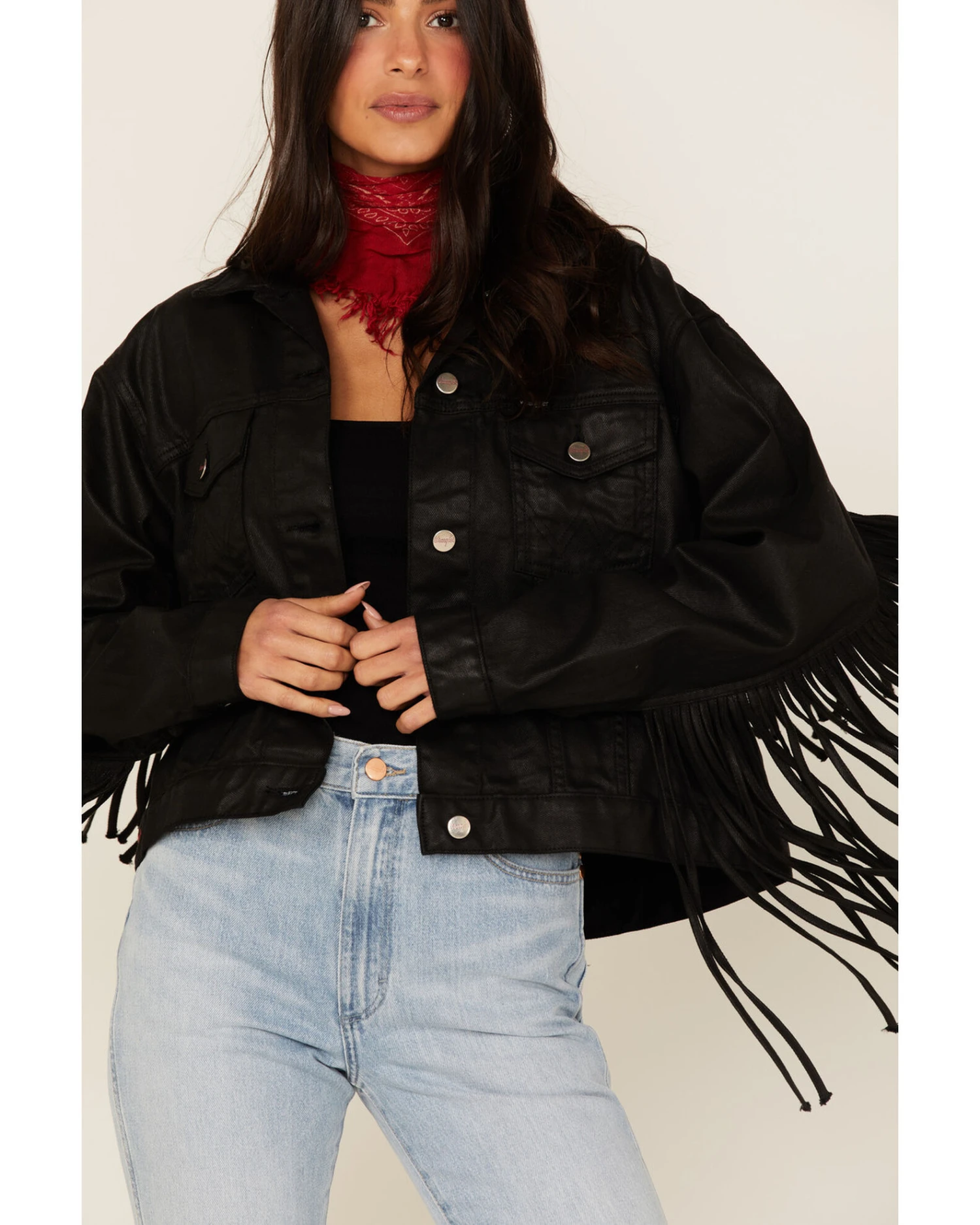 Wrangler X Women's Fringe Denim Jacket 2 Wrangler X Women's Fringe Denim Jacket - Image 2