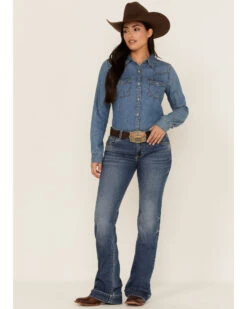 Wrangler Retro Women's Mae Medium Wash Trouser Jeans -Ariat || Wrangler || FREE PEOPLE Sales Store 2000360395 400 P1